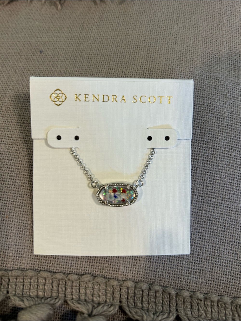 Kendra Scott Silver Multicolor Floral Glass Pendant Necklace